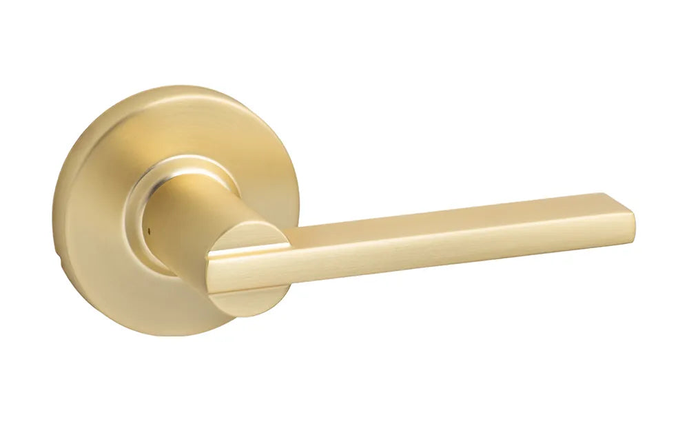 Sure-Loc Mesa Lever with Round Rosette Satin Brass