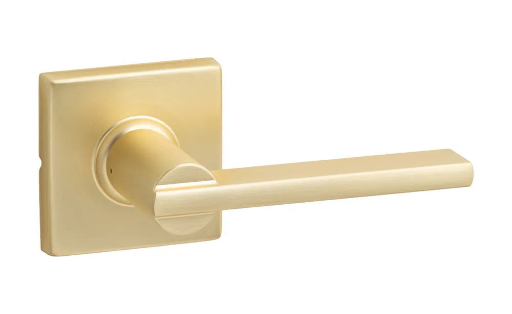 Sure-Loc Mesa Lever with Square Rosette Satin Brass