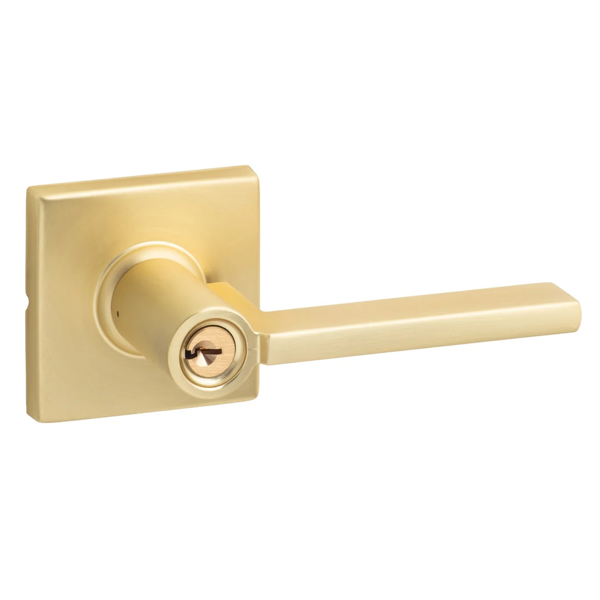 Sure-Loc Mesa Lever with Square Rosette Satin Brass