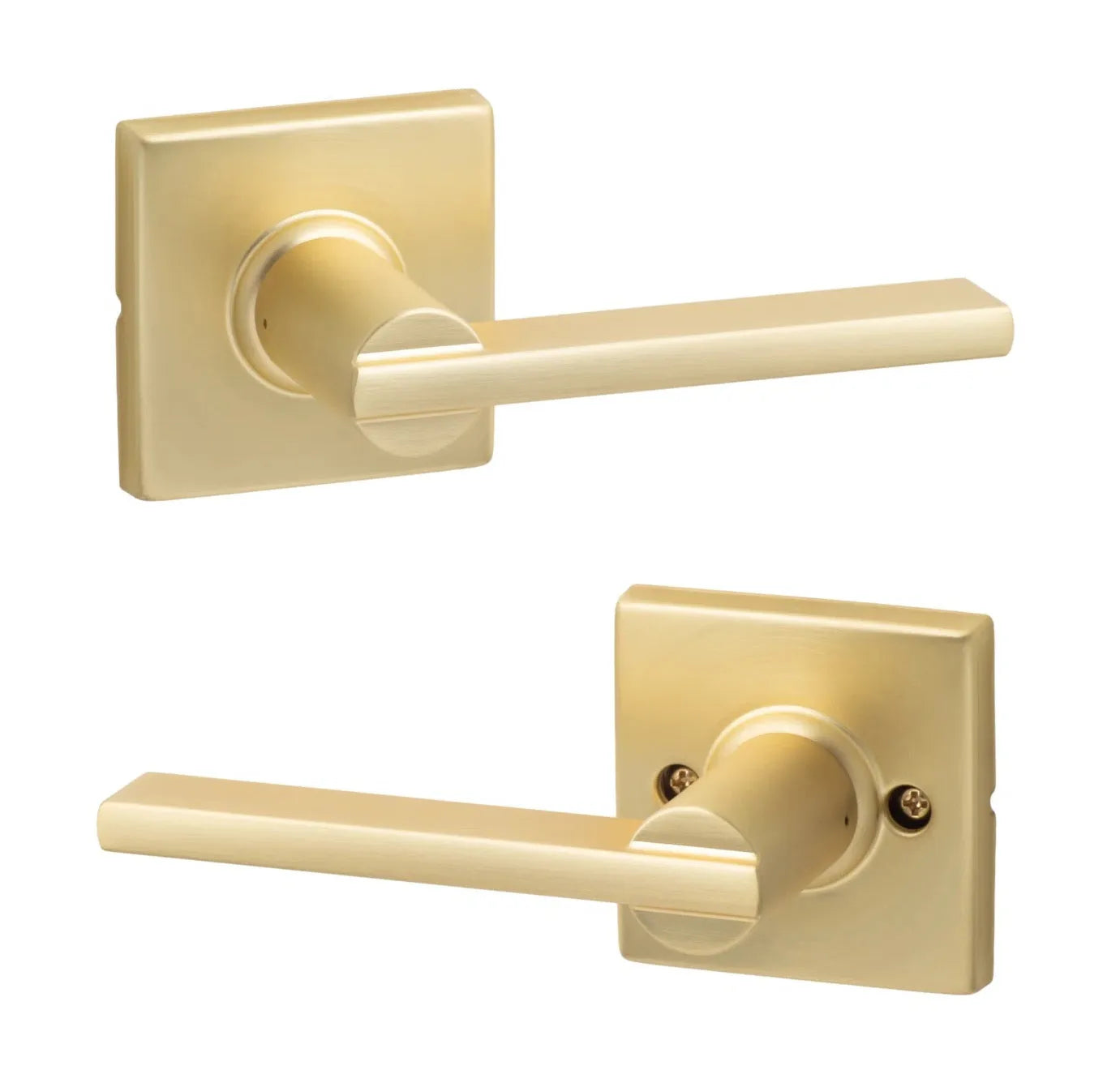Sure-Loc Mesa Lever with Square Rosette Satin Brass