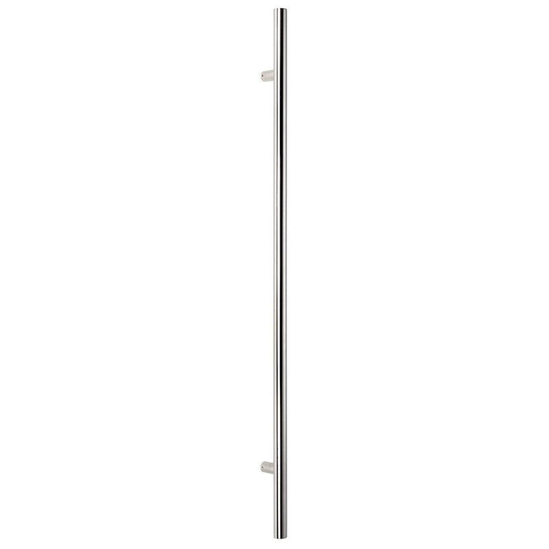 The Sure-Loc 48" Round Long Door Pull, Single-Sided in Polished Chrome finish.