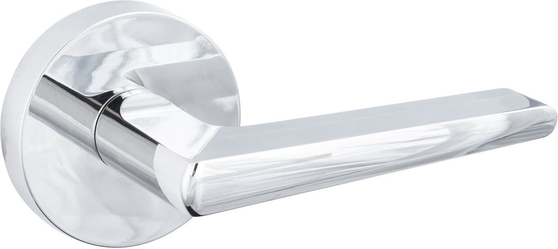 The Sure-Loc Basel Lever with Round Rosette in Polished Chrome finish