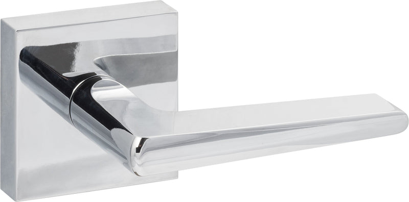 The Sure-Loc Basel Lever with Square Rosette in Polished Chrome finish