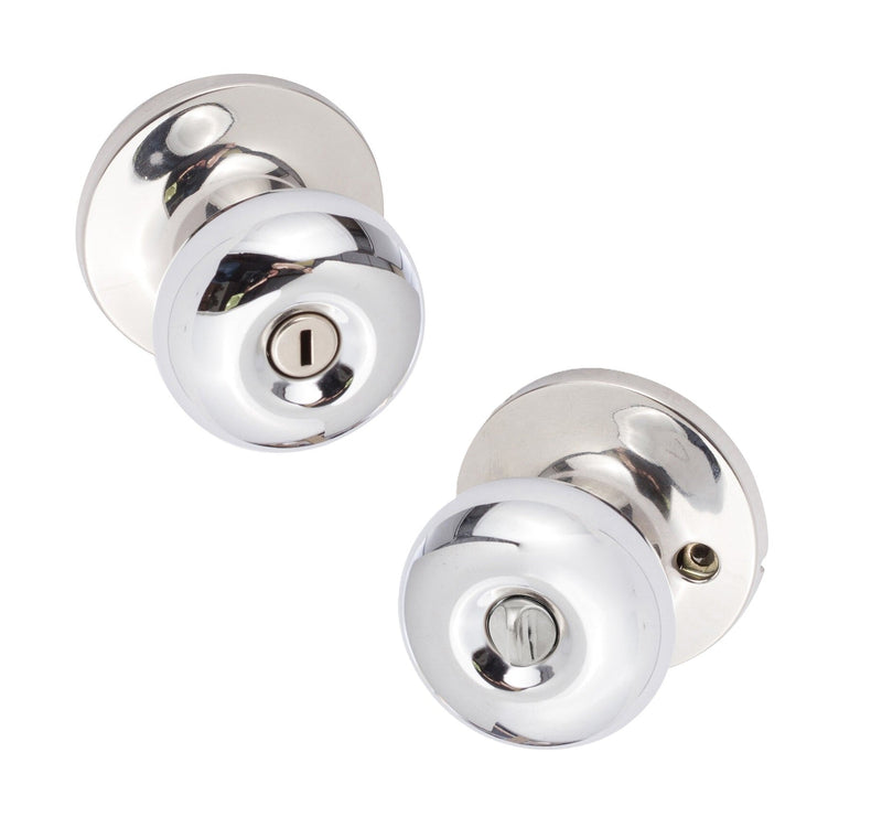 The Sure-Loc Durango Knob with Round Rosette in Polished Chrome finish