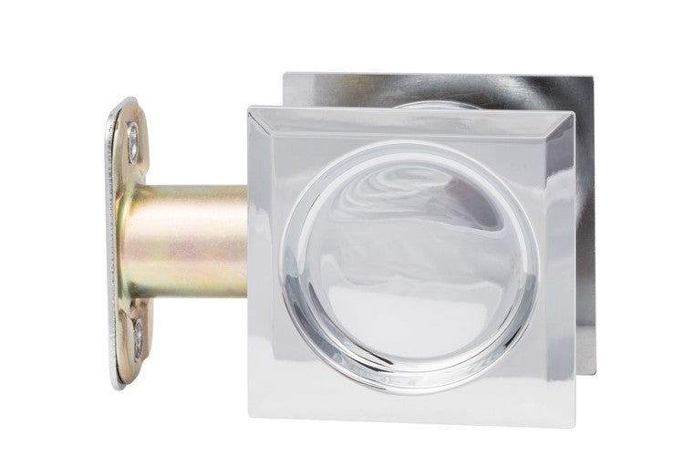 Sure-Loc Square Pocket Door Pull, Passage in Polished Chrome finish