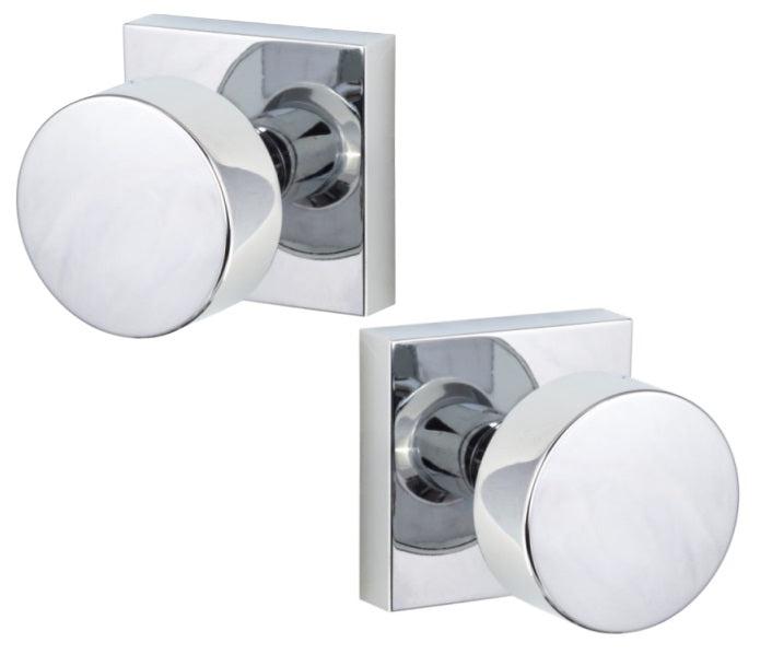 Sure-Loc Zurich Knob with Square Rosette in Polished Chrome finish