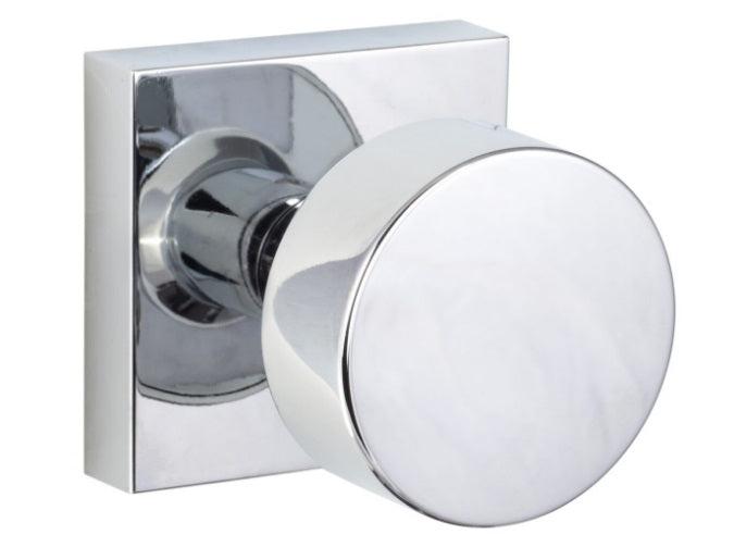 Sure-Loc Zurich Knob with Square Rosette in Polished Chrome finish