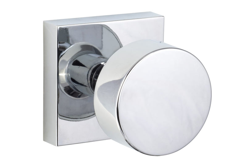 Sure-Loc Zurich Knob with Square Rosette in Polished Chrome finish