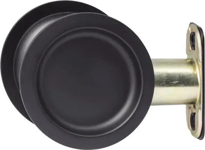 Sure-Loc Round Pocket Door Pull, Passage in Flat Black finish