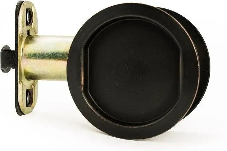 Sure-Loc Round Pocket Door Pull, Passage in Vintage Bronze finish
