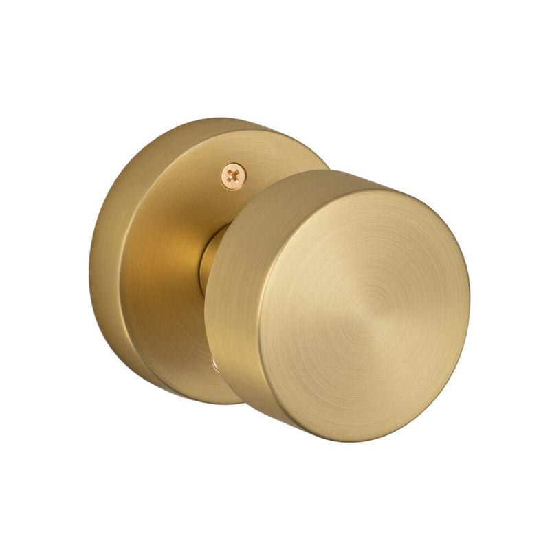 Sure-Loc Zurich Knob with Round Rosette in Satin Brass finish