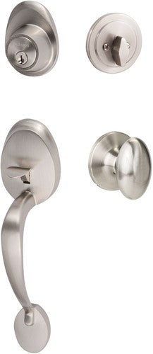 The Sure-Loc Alta Handleset With Arapaho Knob Interior Trim in Satin Nickel finish