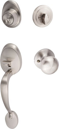 The Sure-Loc Alta Handleset With Durango Knob Interior Trim in Satin Nickel finish