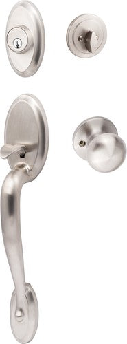 The Sure-Loc Aspen Handleset With Durango Knob Interior Trim in Satin Nickel finish