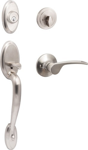 The Sure-Loc Aspen Handleset with Left Handed Edge Lever in Satin Nickel finish