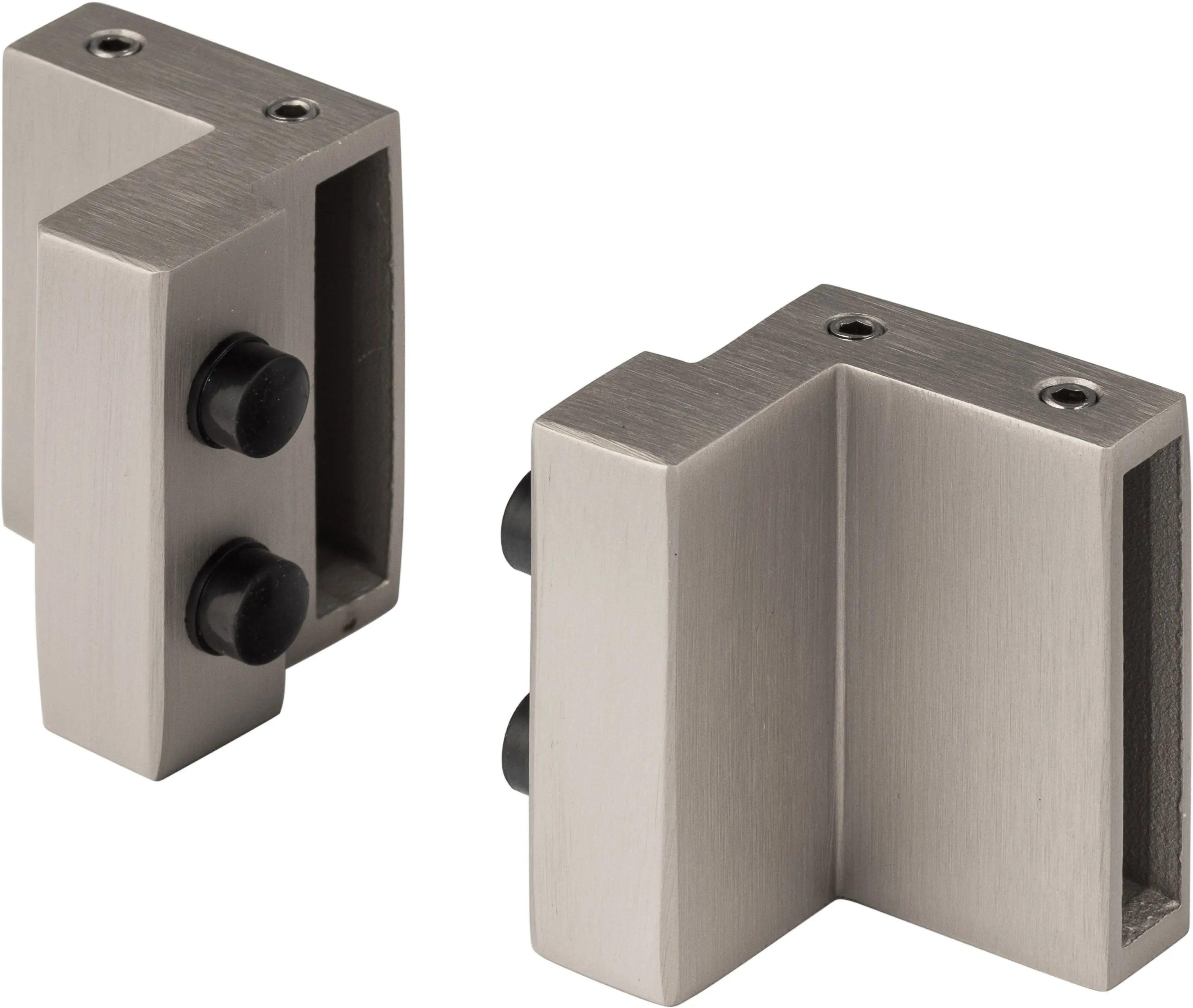 The Sure-Loc Barn Track Stop Pair in Satin Nickel finish