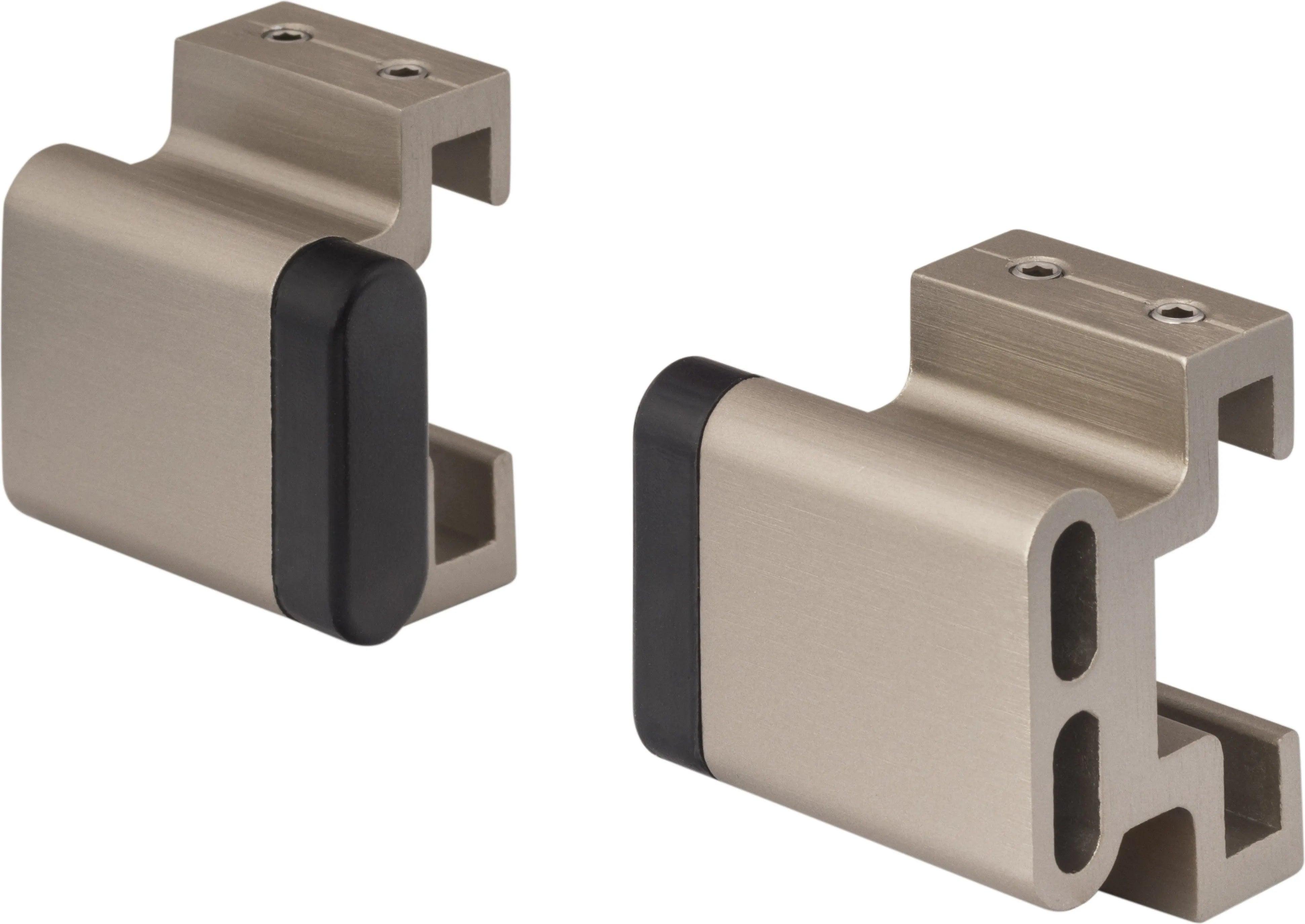 The Sure-Loc Barn Track Stop Pair in Satin Nickel finish
