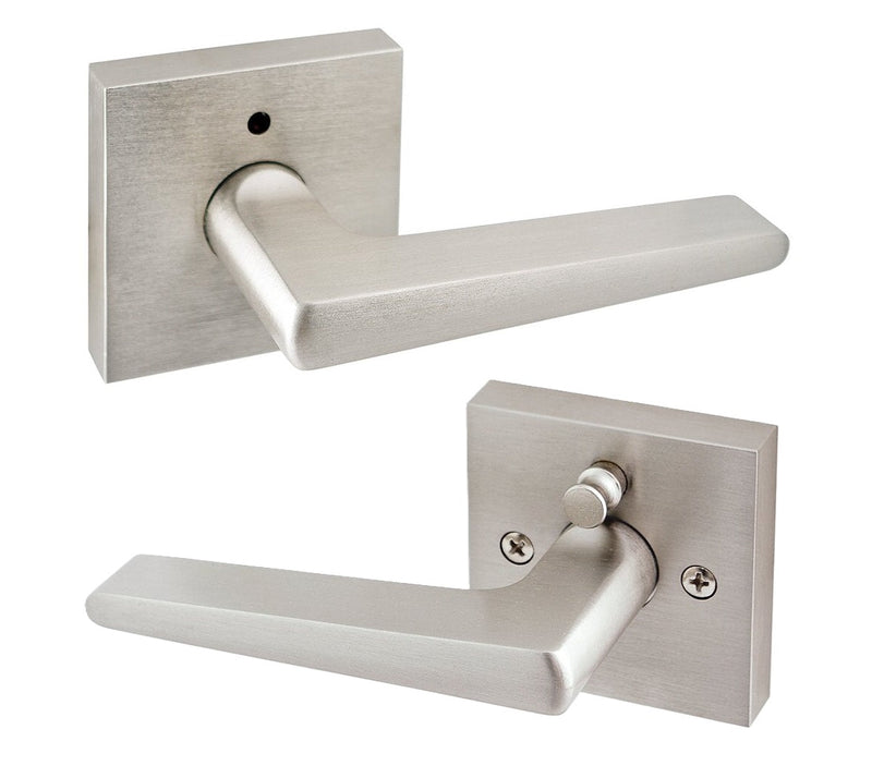 The Sure-Loc Basel Lever with Square Rosette in Satin Nickel finish