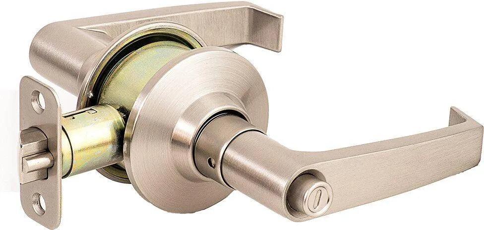 The Sure-Loc Cedar Push Button Privacy Lever in Satin Nickel finish