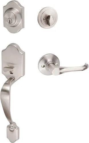 The Sure-Loc Coral Handleset With Helena Lever Interior Trim in Satin Nickel finish