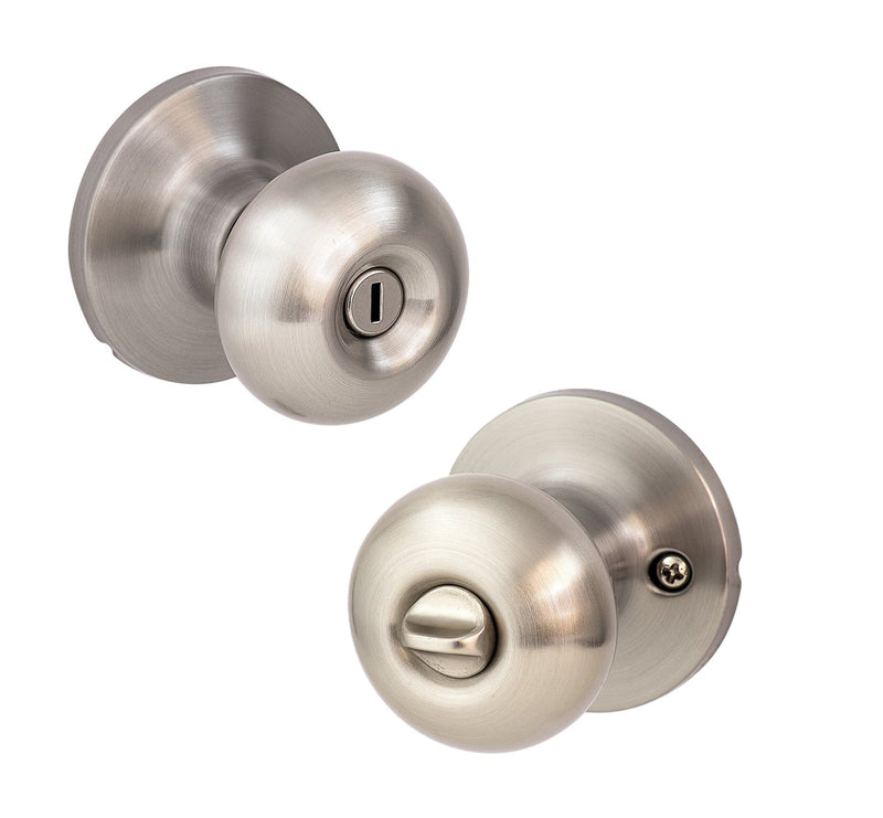 The Sure-Loc Durango Knob with Round Rosette in Satin Nickel finish