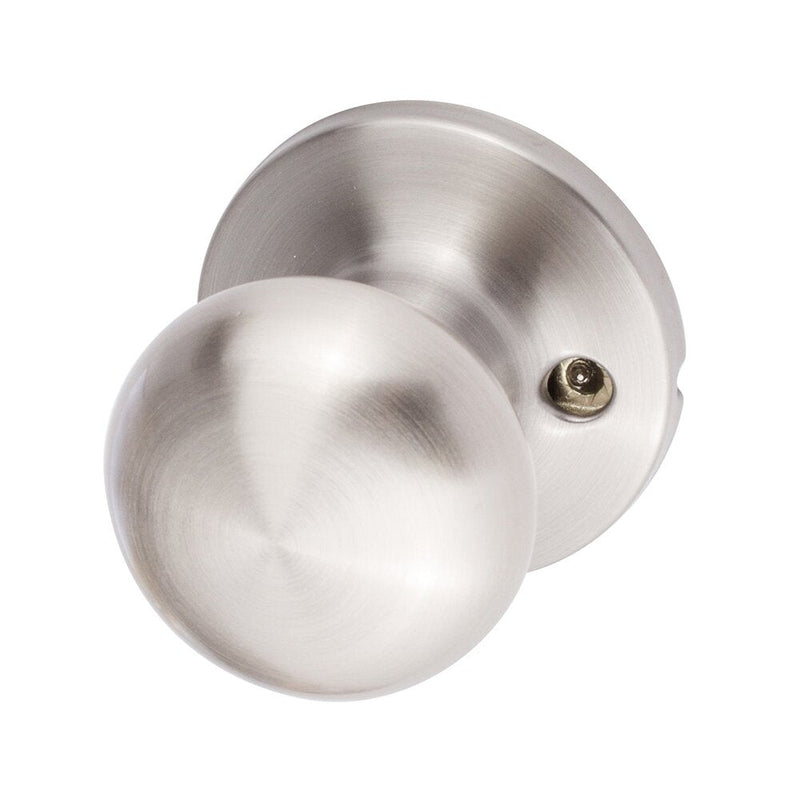 The Sure-Loc Durango Knob with Round Rosette in Satin Nickel finish