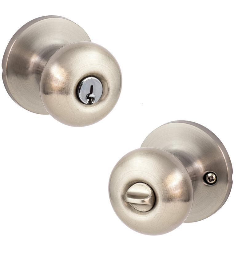 The Sure-Loc Durango Knob with Round Rosette in Satin Nickel finish