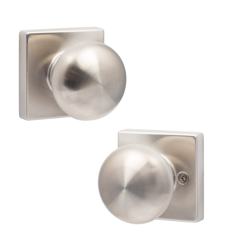 The Sure-Loc Durango Knob with Square Rosette in Satin Nickel finish