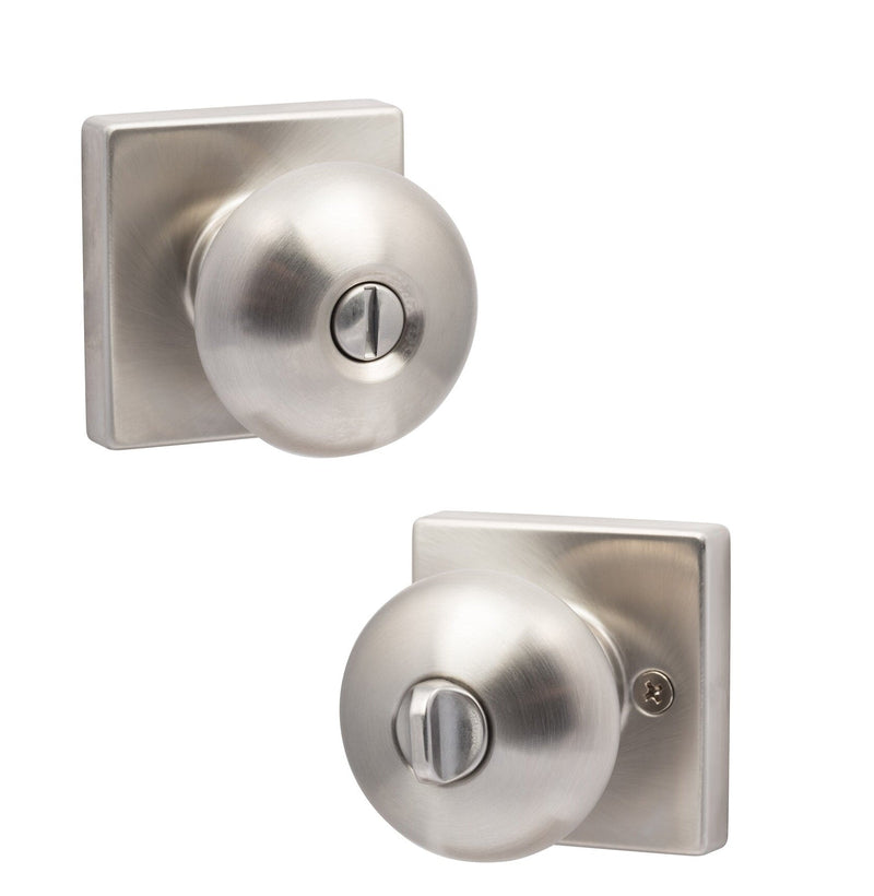 The Sure-Loc Durango Knob with Square Rosette in Satin Nickel finish