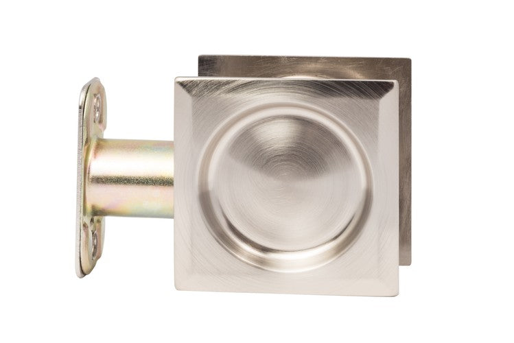 Sure-Loc Square Pocket Door Pull, Passage in Satin Nickel finish