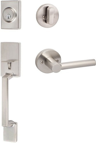 Sure-Loc Stockholm Handleset With Marin Lever Handleset Trim in Satin Nickel finish