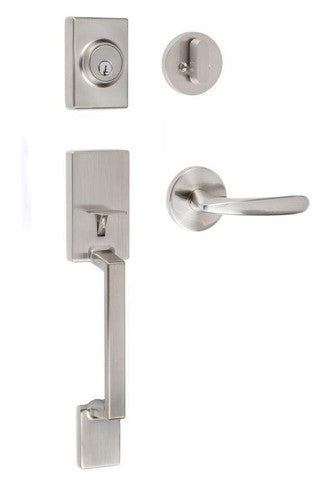 Sure-Loc Stockholm Handleset With Torino Lever Handleset Trim in Satin Nickel finish