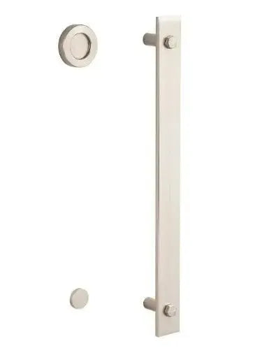 Sure-Loc Modern Barn Door Handle With Round Pull in Satin Nickel finish