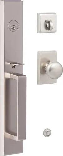 Sure-Loc Vail Handleset With Oakley Knob Handleset Trim in Satin Nickel finish
