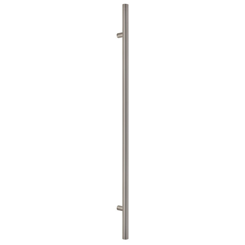 The Sure-Loc 48" Round Long Door Pull, Single-Sided in Satin Stainless Steel finish.