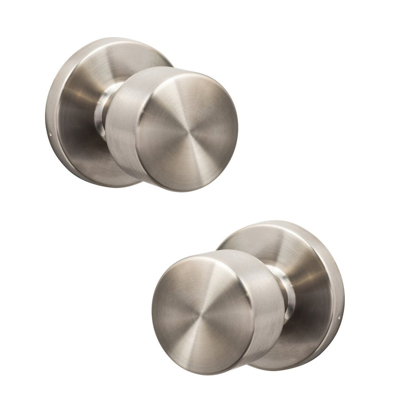 The Sure-Loc Bergen Knob with Round Rosette in Satin Stainless Steel finish