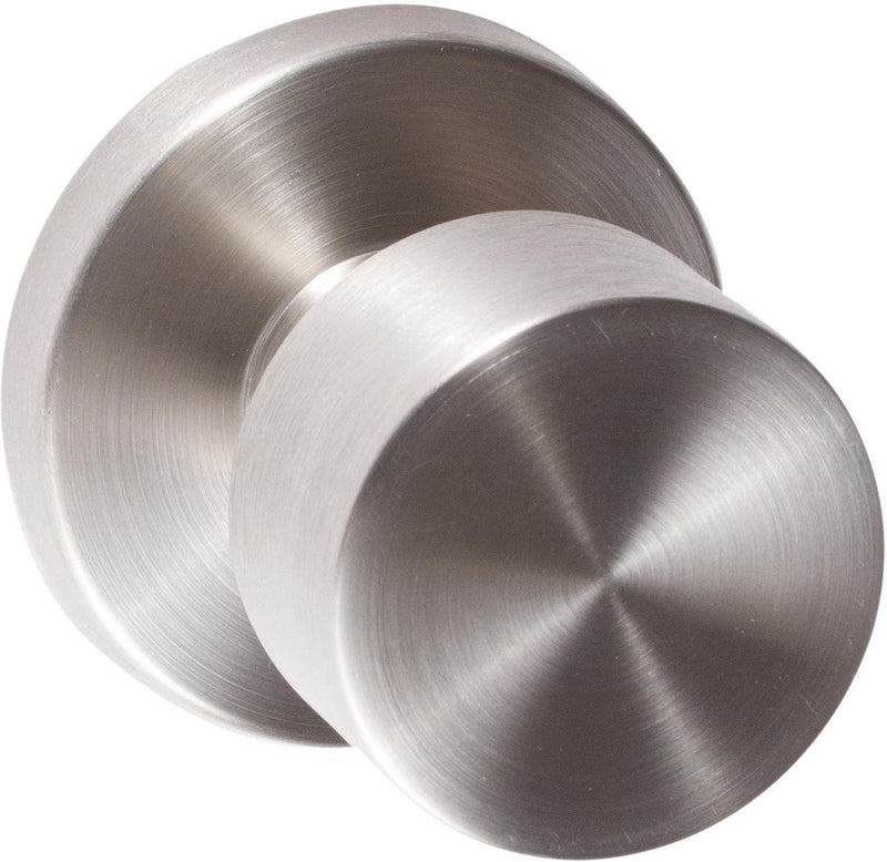 The Sure-Loc Bergen Knob with Round Rosette in Satin Stainless Steel finish