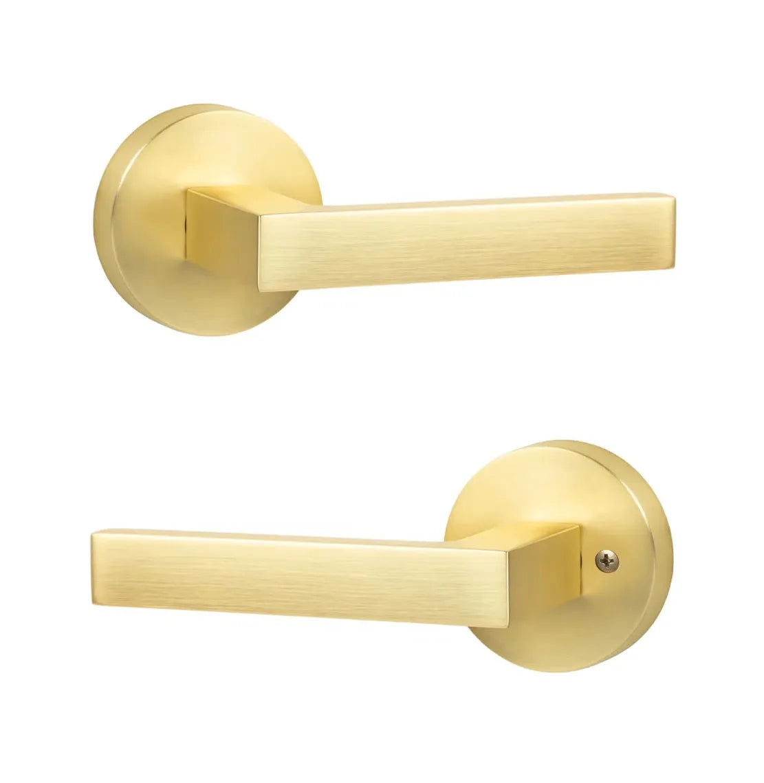 Sure-Loc Sienna Lever with Round Rosette in Satin Brass finish