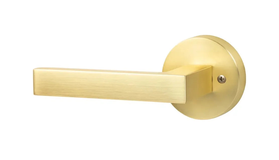 Sure-Loc Sienna Lever with Round Rosette in Satin Brass finish