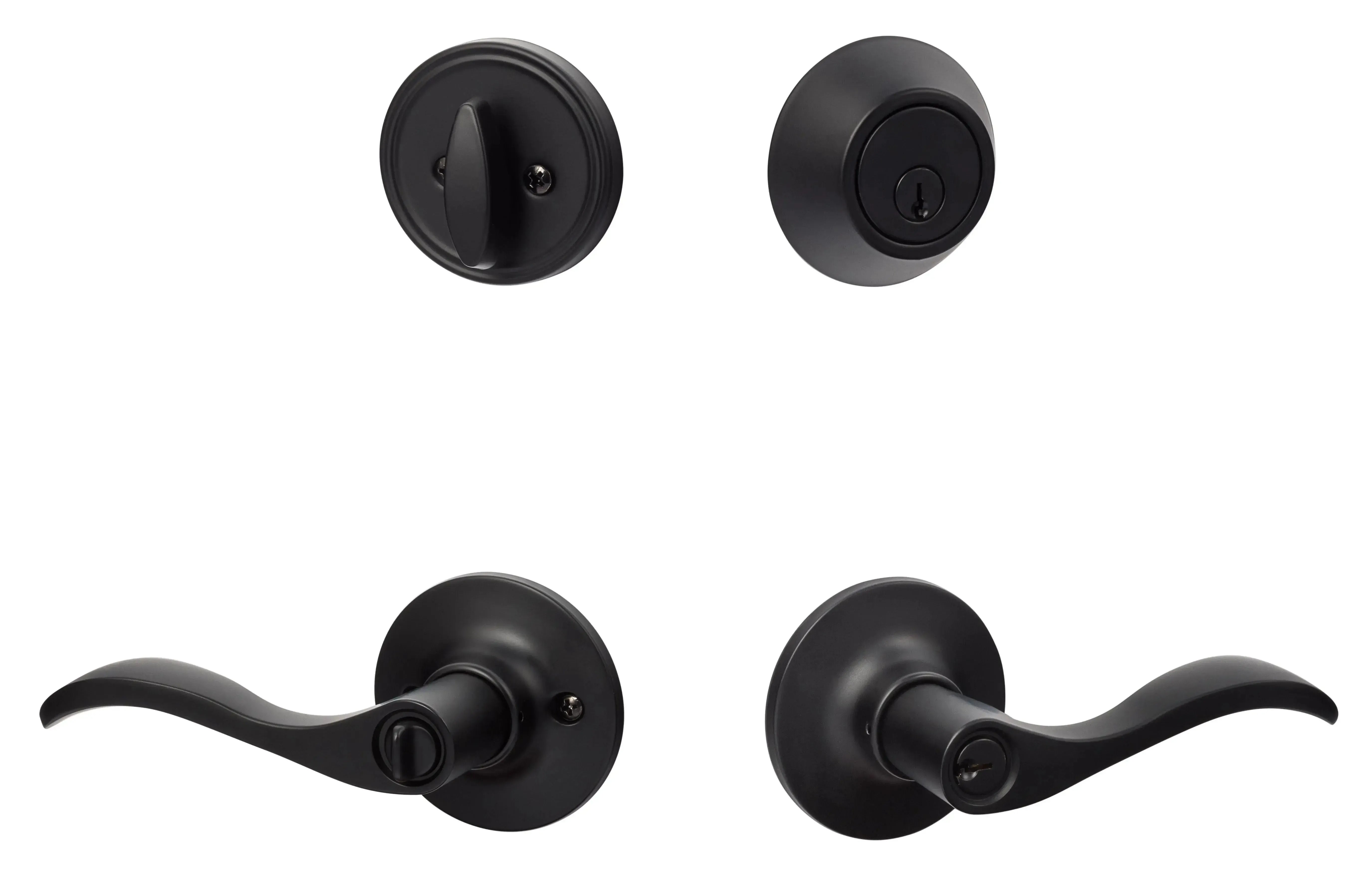 Sure-Loc Snowbird Entry Lever With KA Deadbolt in Flat Black finish