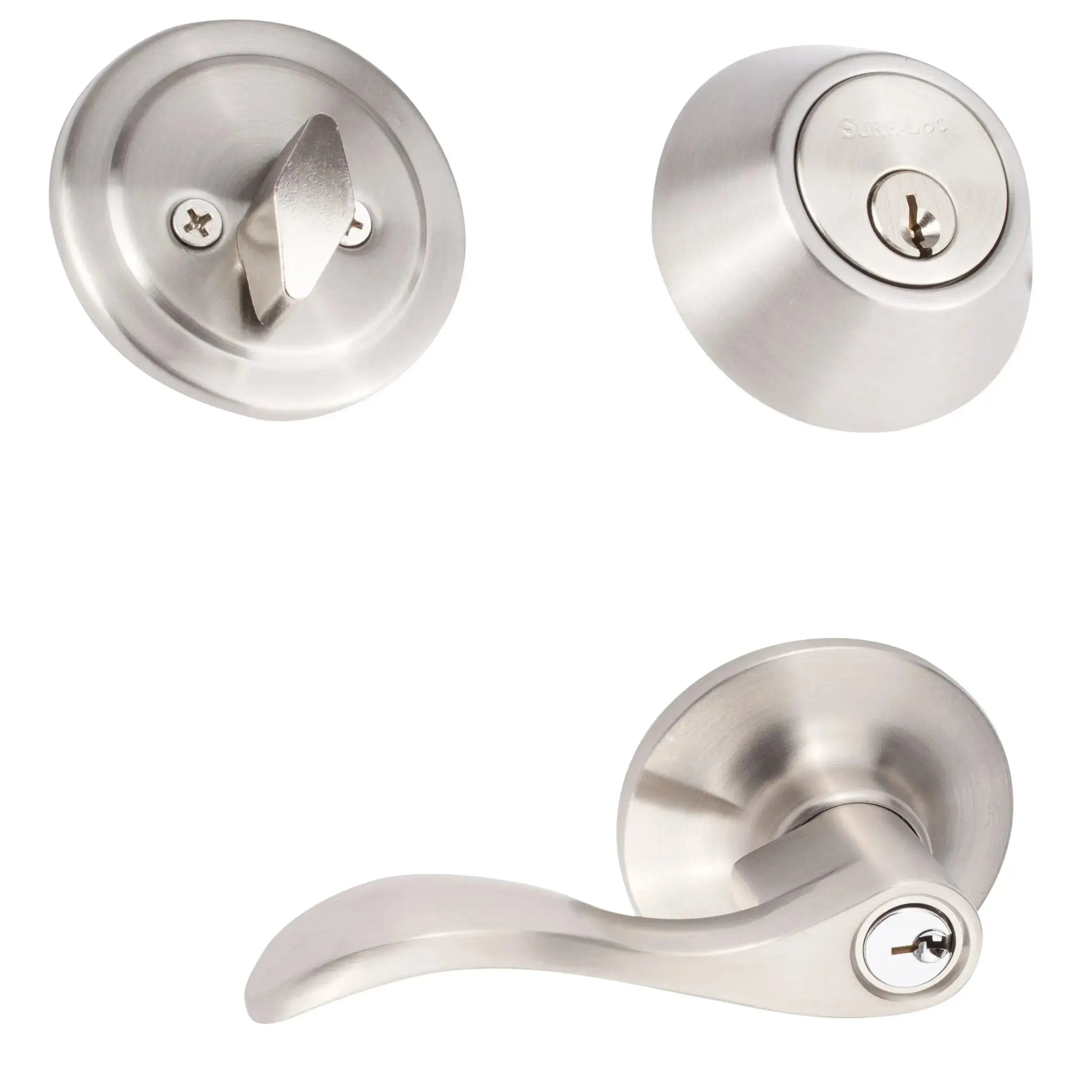Sure-Loc Snowbird Entry Lever With KA Deadbolt in Satin Nickel finish
