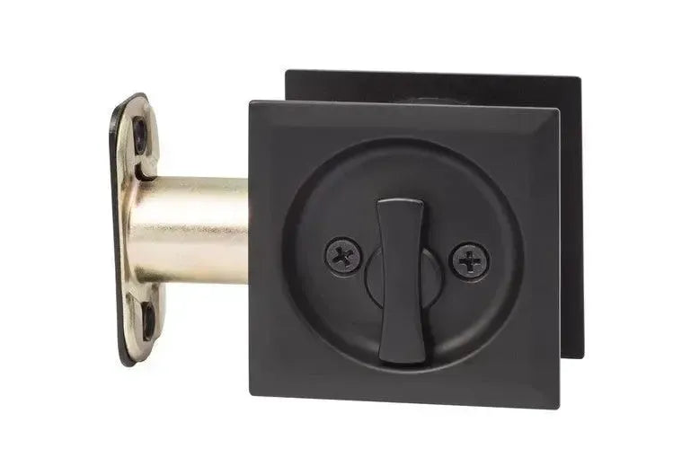 Sure-Loc Square Pocket Door Pull, Privacy Flat Black