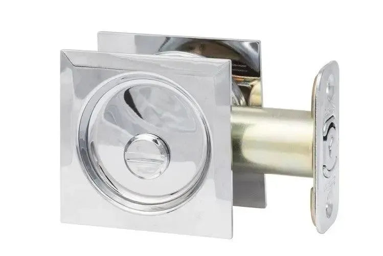 Sure-Loc Square Pocket Door Pull, Privacy Polished Chrome