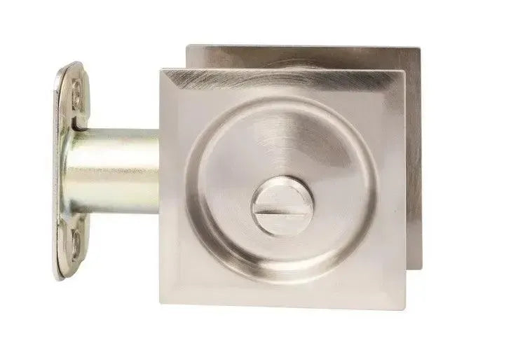Sure-Loc Square Pocket Door Pull, Privacy Satin Nickel