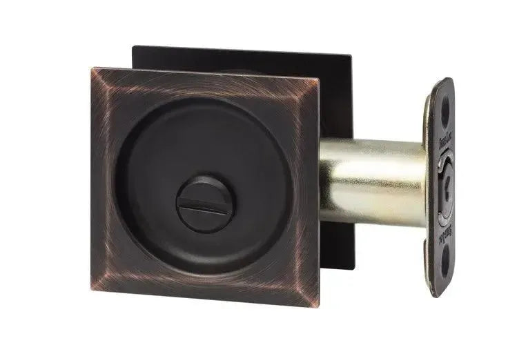 Sure-Loc Square Pocket Door Pull, Privacy in Vintage Bronze finish