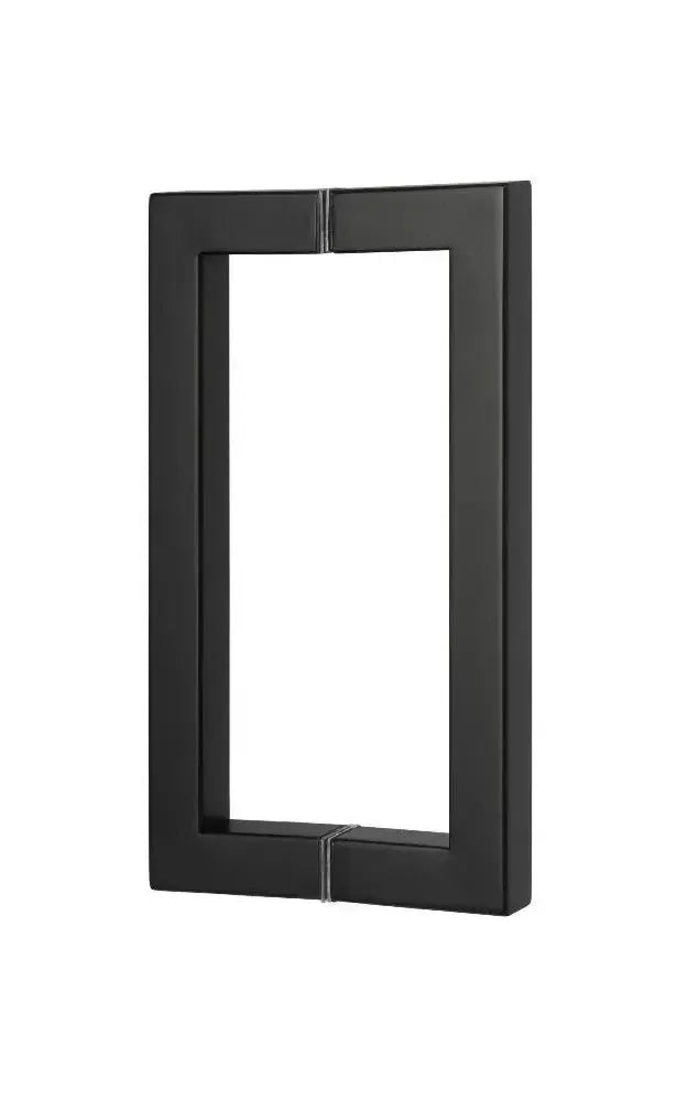 The Sure-Loc Shower Door Handle, 8", Square, 2-Sided in Flat Black finish.