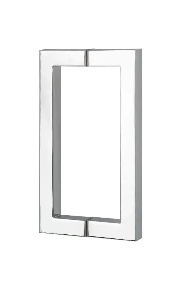 The Sure-Loc Shower Door Handle, 8", Square, 2-Sided in Polished Chrome finish.