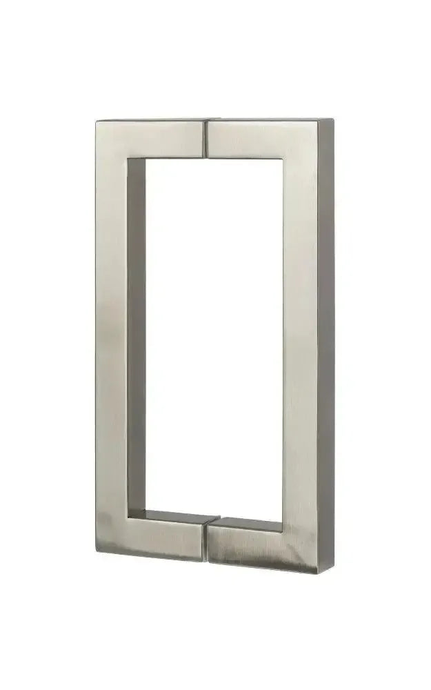 The Sure-Loc Shower Door Handle, 8", Square, 2-Sided in Satin Stainless Steel finish.