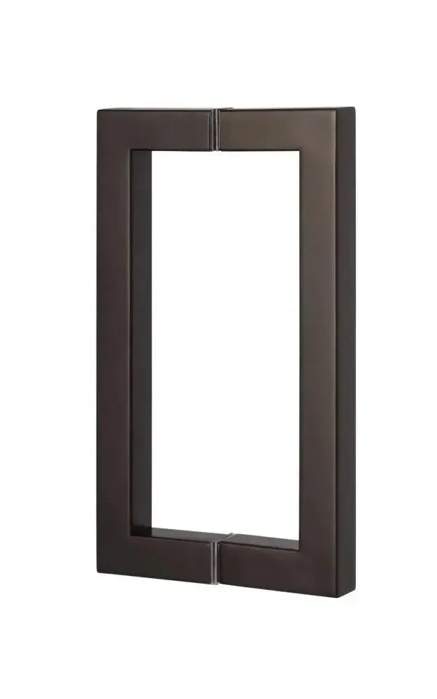 The Sure-Loc Shower Door Handle, 8", Square, 2-Sided in Vintage Bronze finish.