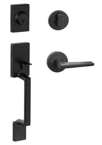 Sure-Loc Stockholm Handleset With Basel Round Lever Interior Trim Flat Black